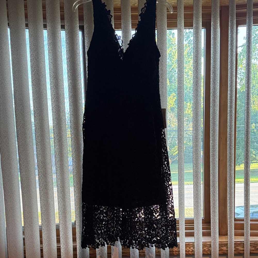 Astr Black Lace Midi Dress